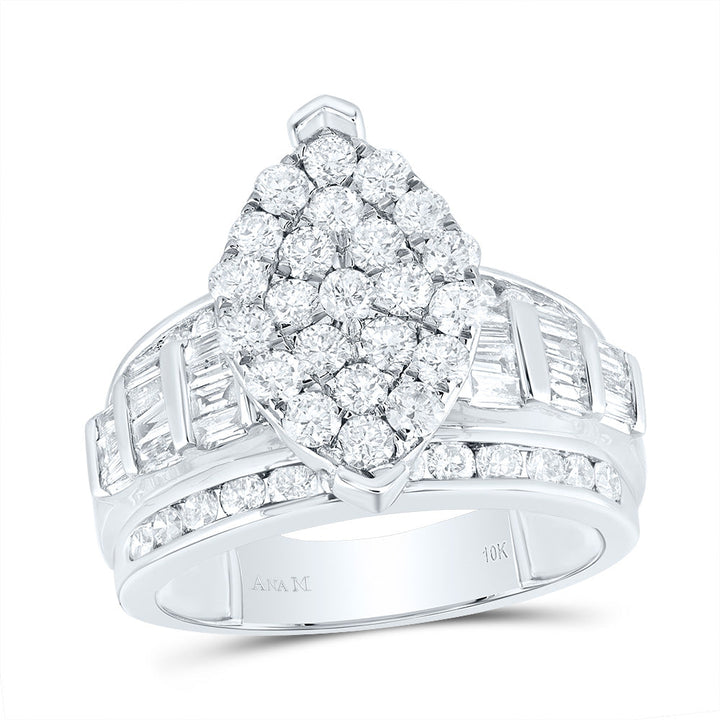 10kt White Gold Womens Diamond Oval Cluster Bridal Wedding Engagement Ring 2.00 Cttw 7 Daisy Joyeria
