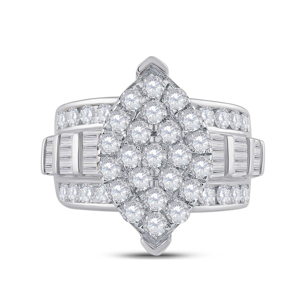 10kt White Gold Womens Round Diamond Oval Cluster Bridal Wedding Engagement Ring 3.00 Cttw 7 Daisy Joyeria
