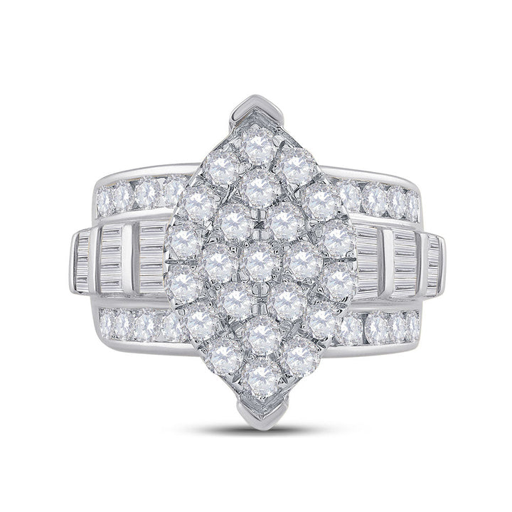 10kt White Gold Womens Round Diamond Oval Cluster Bridal Wedding Engagement Ring 3.00 Cttw 7 Daisy Joyeria