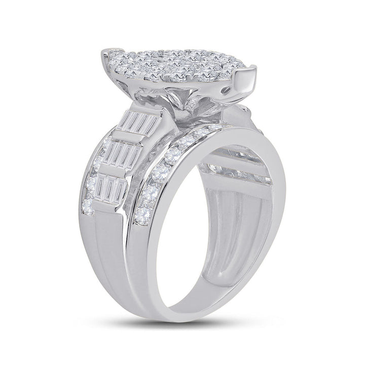 10kt White Gold Womens Round Diamond Oval Cluster Bridal Wedding Engagement Ring 3.00 Cttw 7 Daisy Joyeria