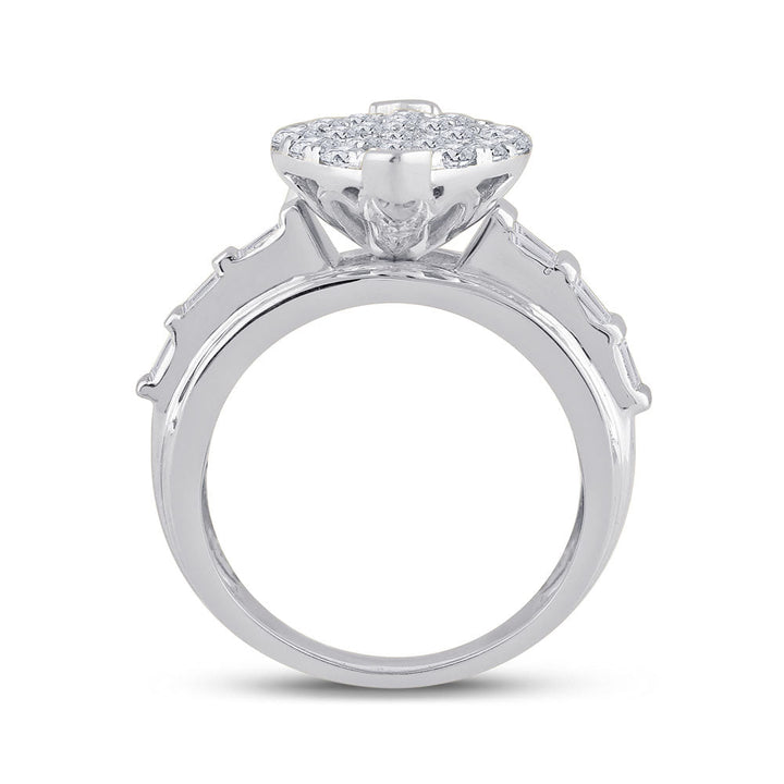 10kt White Gold Womens Round Diamond Oval Cluster Bridal Wedding Engagement Ring 3.00 Cttw 7 Daisy Joyeria
