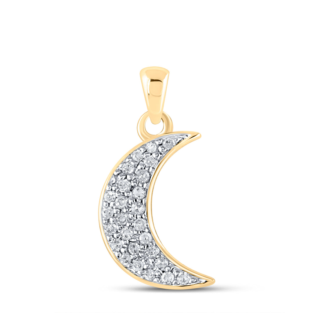 10kt Yellow Gold Womens Round Diamond Crescent Moon Pendant 1/8 Cttw Daisy Joyeria