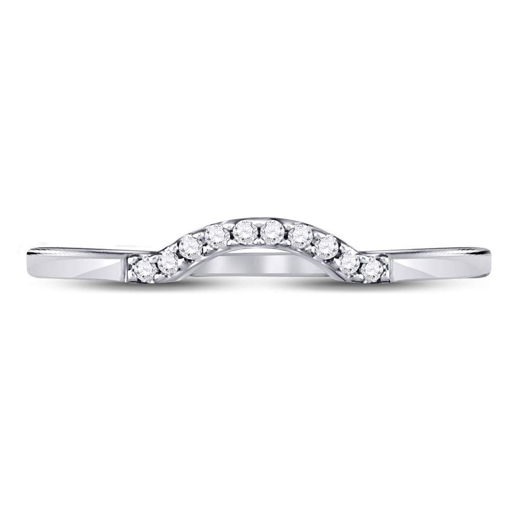 10kt White Gold Womens Round Diamond Contoured Solitaire Enhancer Wedding Band 1/20 Cttw 7 Daisy Joyeria