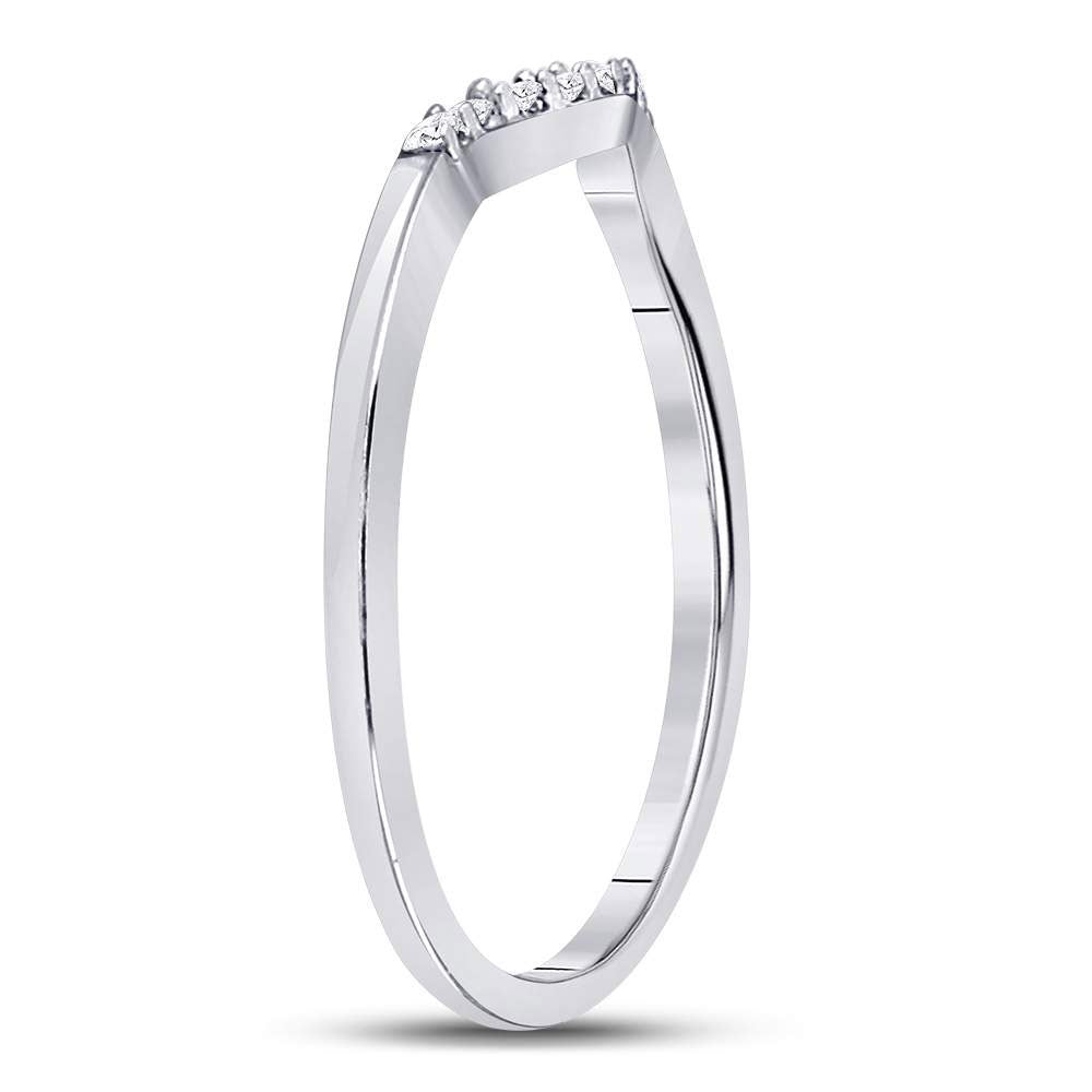 10kt White Gold Womens Round Diamond Contoured Solitaire Enhancer Wedding Band 1/20 Cttw 7 Daisy Joyeria