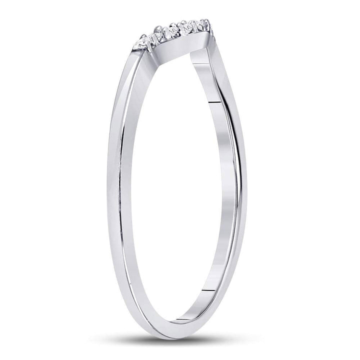10kt White Gold Womens Round Diamond Contoured Solitaire Enhancer Wedding Band 1/20 Cttw 7 Daisy Joyeria