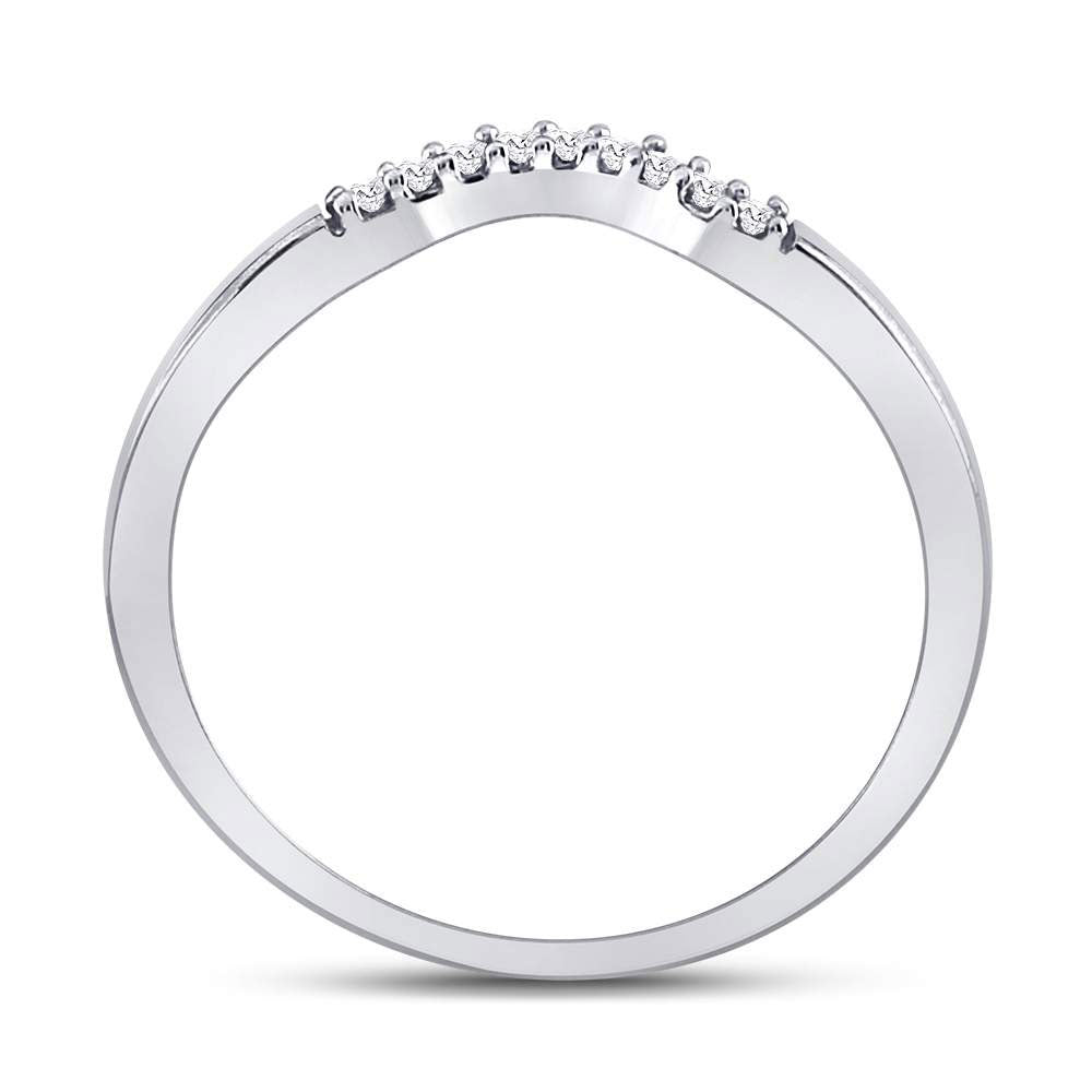 10kt White Gold Womens Round Diamond Contoured Solitaire Enhancer Wedding Band 1/20 Cttw 7 Daisy Joyeria