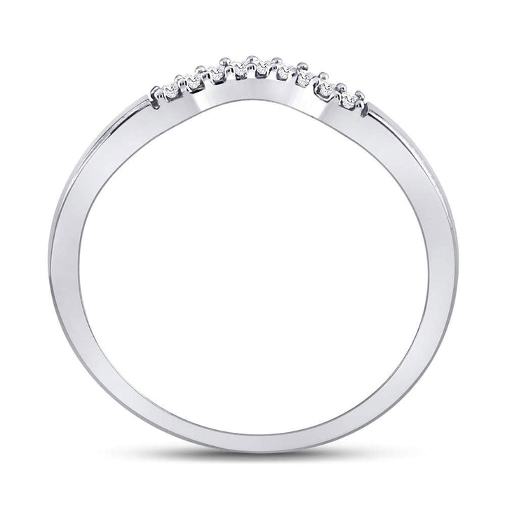 10kt White Gold Womens Round Diamond Contoured Solitaire Enhancer Wedding Band 1/20 Cttw 7 Daisy Joyeria