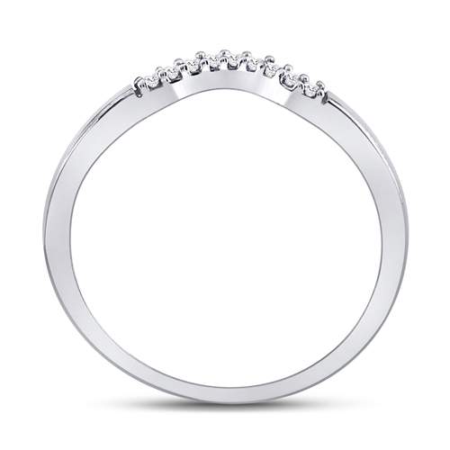 10kt White Gold Womens Round Diamond Contoured Solitaire Enhancer Wedding Band 1/20 Cttw 7 Daisy Joyeria