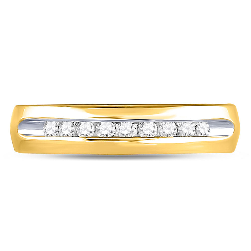 14kt Yellow Gold Mens Round Diamond Single-row Channel-set Wedding Band Ring 1/4 Cttw 10 Daisy Joyeria