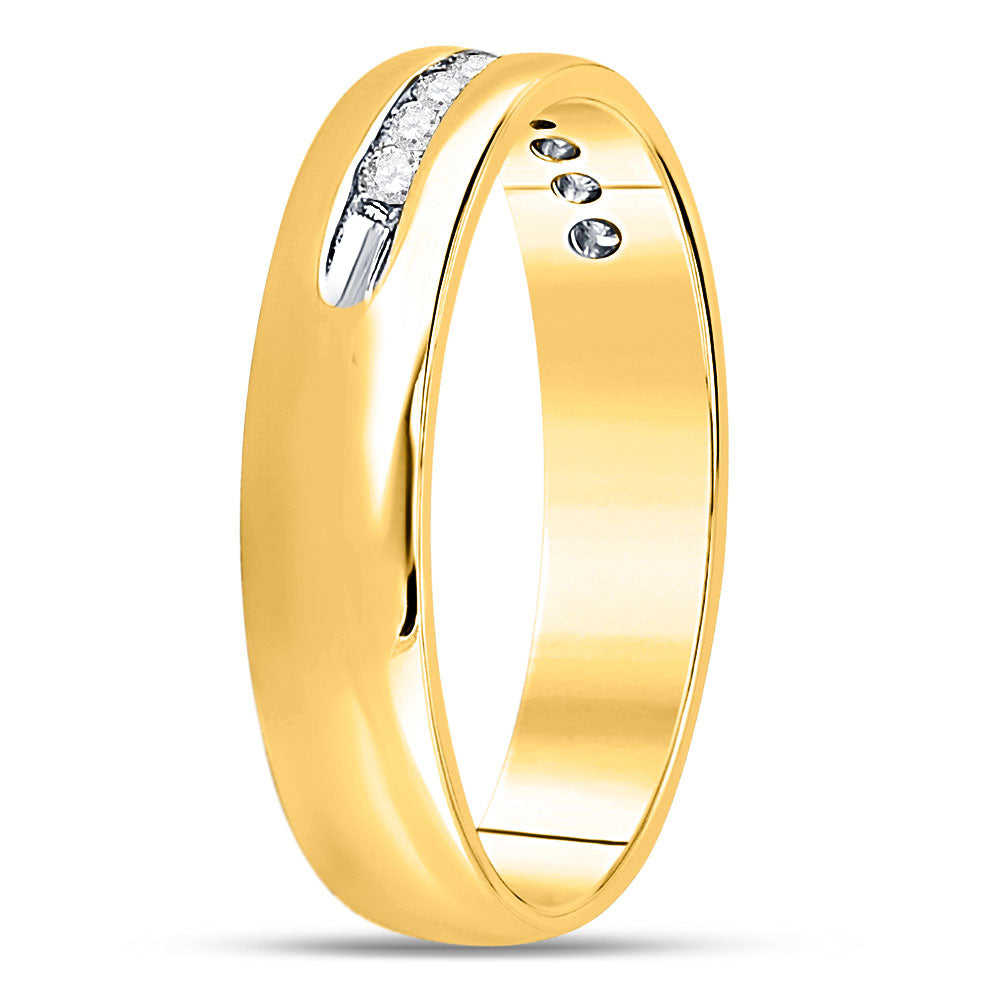 14kt Yellow Gold Mens Round Diamond Single-row Channel-set Wedding Band Ring 1/4 Cttw 10 Daisy Joyeria