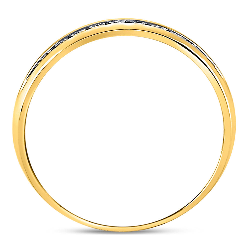 14kt Yellow Gold Mens Round Diamond Single-row Channel-set Wedding Band Ring 1/4 Cttw 10 Daisy Joyeria
