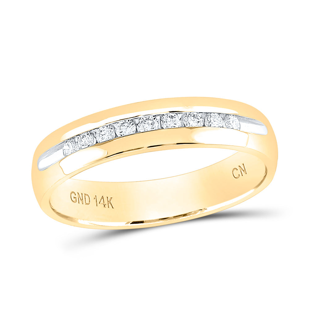 14kt Yellow Gold Mens Round Diamond Single-row Channel-set Wedding Band Ring 1/4 Cttw 10 Daisy Joyeria