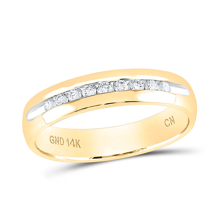 14kt Yellow Gold Mens Round Diamond Single-row Channel-set Wedding Band Ring 1/4 Cttw 10 Daisy Joyeria