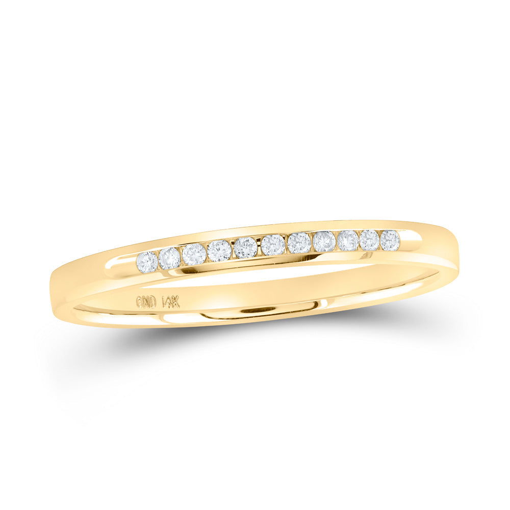 14kt Yellow Gold Womens Machine Set Round Diamond Wedding Channel Band 1/10 Cttw 7 Daisy Joyeria