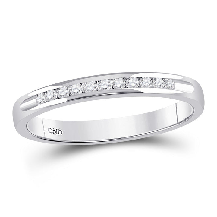 14kt White Gold Womens Round Channel-set Diamond Single Row Wedding Band 1/10 Cttw 7 Daisy Joyeria