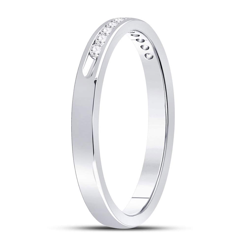 14kt White Gold Womens Round Channel-set Diamond Single Row Wedding Band 1/10 Cttw 7 Daisy Joyeria