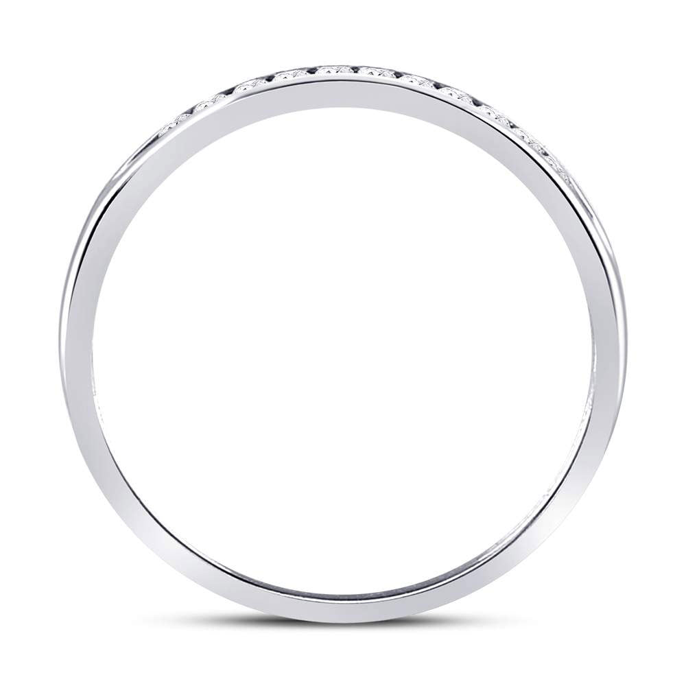 14kt White Gold Womens Round Channel-set Diamond Single Row Wedding Band 1/10 Cttw 7 Daisy Joyeria