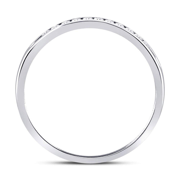 14kt White Gold Womens Round Channel-set Diamond Single Row Wedding Band 1/10 Cttw 7 Daisy Joyeria