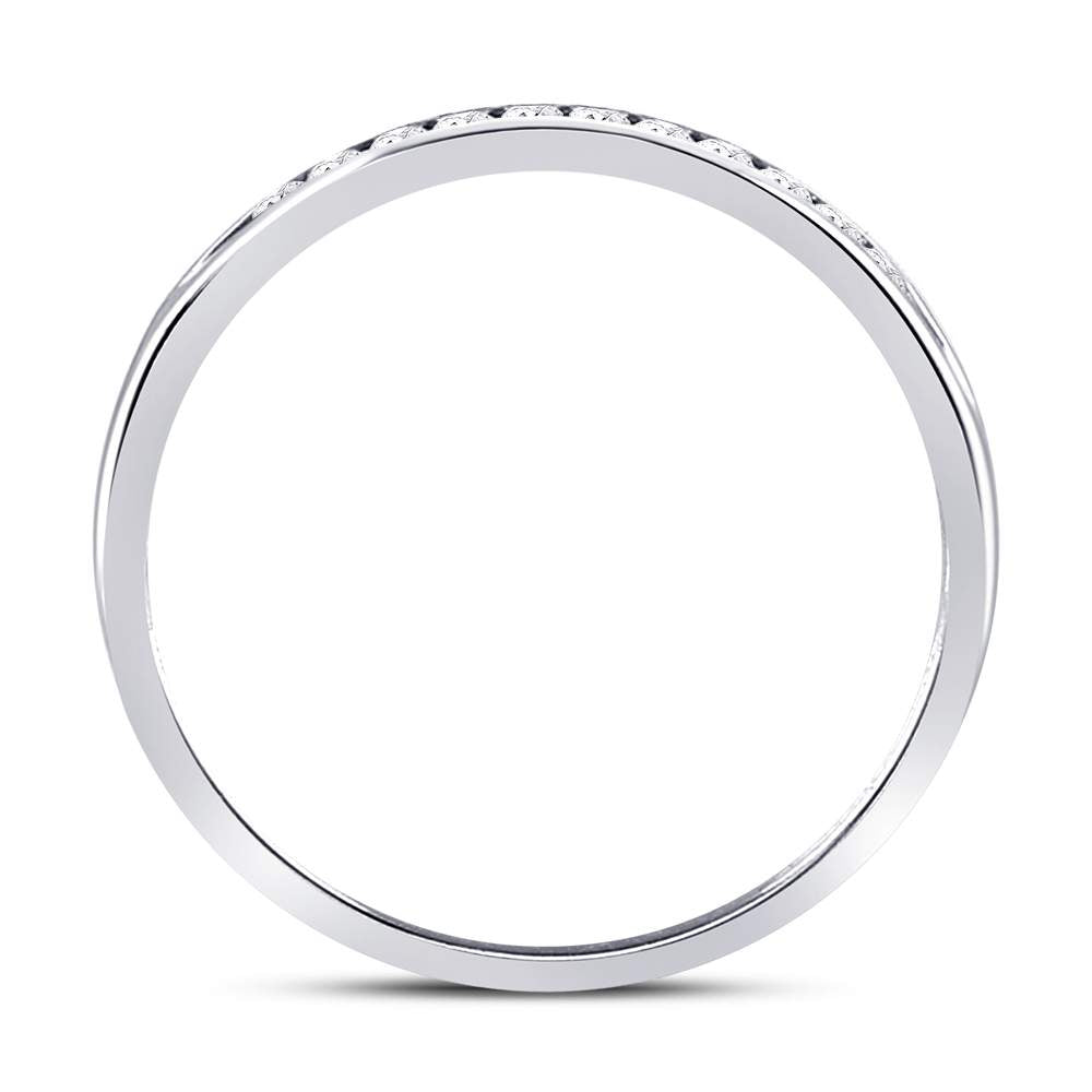 14kt White Gold Womens Round Channel-set Diamond Single Row Wedding Band 1/10 Cttw 7 Daisy Joyeria
