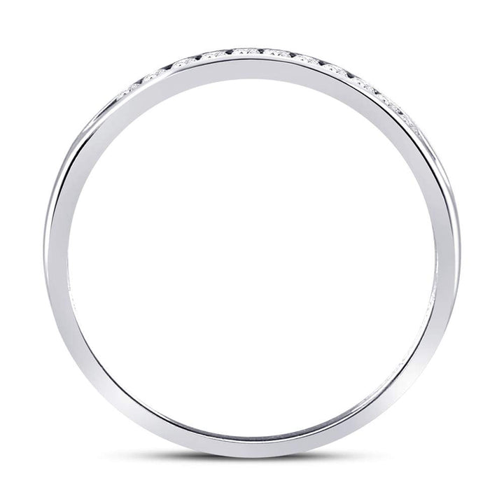 14kt White Gold Womens Round Channel-set Diamond Single Row Wedding Band 1/10 Cttw 7 Daisy Joyeria