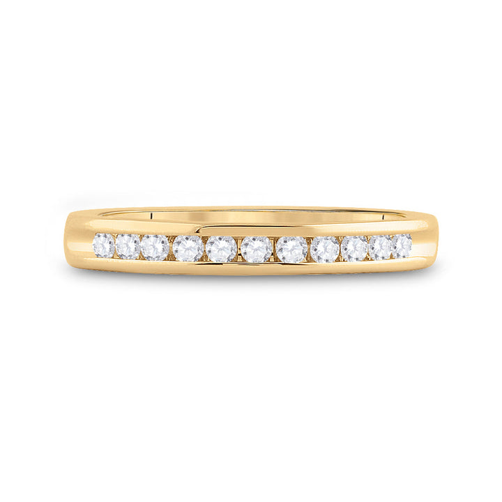 14kt Yellow Gold Womens Machine Set Round Diamond Wedding Channel Band 1/4 Cttw 7 Daisy Joyeria