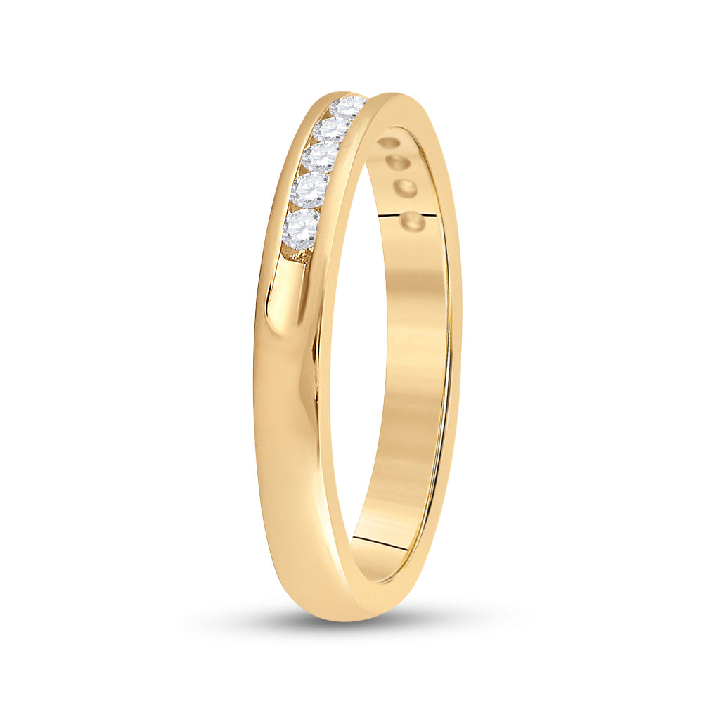 14kt Yellow Gold Womens Machine Set Round Diamond Wedding Channel Band 1/4 Cttw 7 Daisy Joyeria