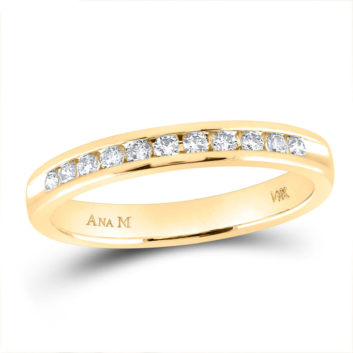 14kt Yellow Gold Womens Machine Set Round Diamond Wedding Channel Band 1/4 Cttw 7 Daisy Joyeria