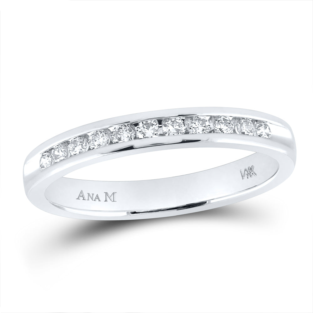 14kt White Gold Womens Round Diamond Slender 2.5mm Wedding Band 1/4 Cttw 7 Daisy Joyeria