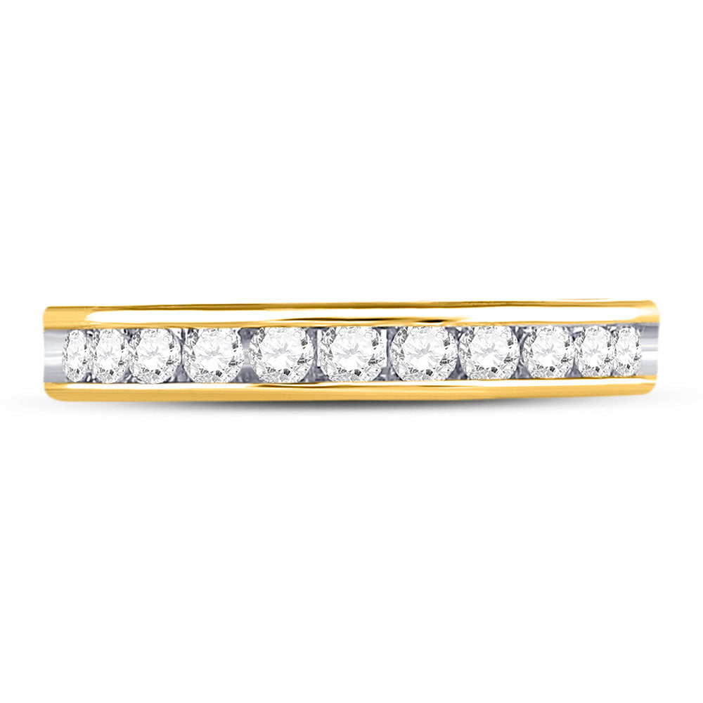 14kt Yellow Gold Womens Round Diamond Single Row Wedding Band 1/2 Cttw 7 Daisy Joyeria