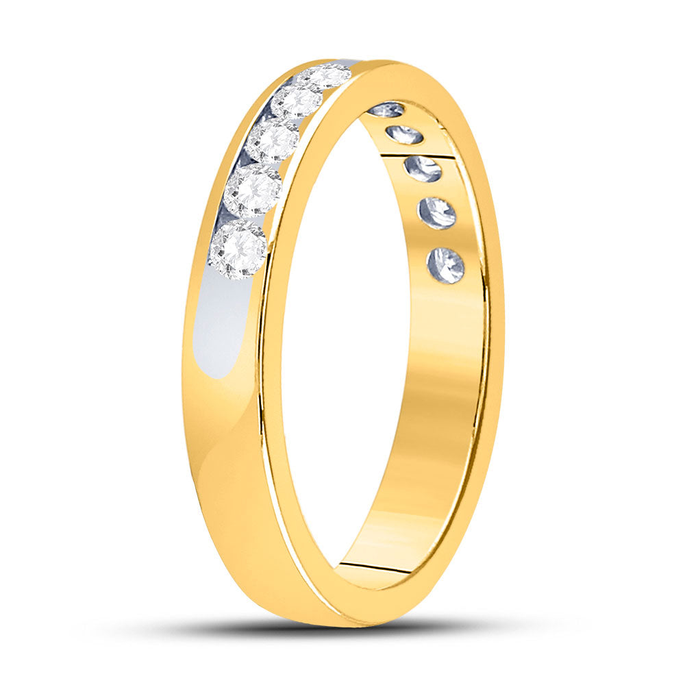 14kt Yellow Gold Womens Round Diamond Single Row Wedding Band 1/2 Cttw 7 Daisy Joyeria