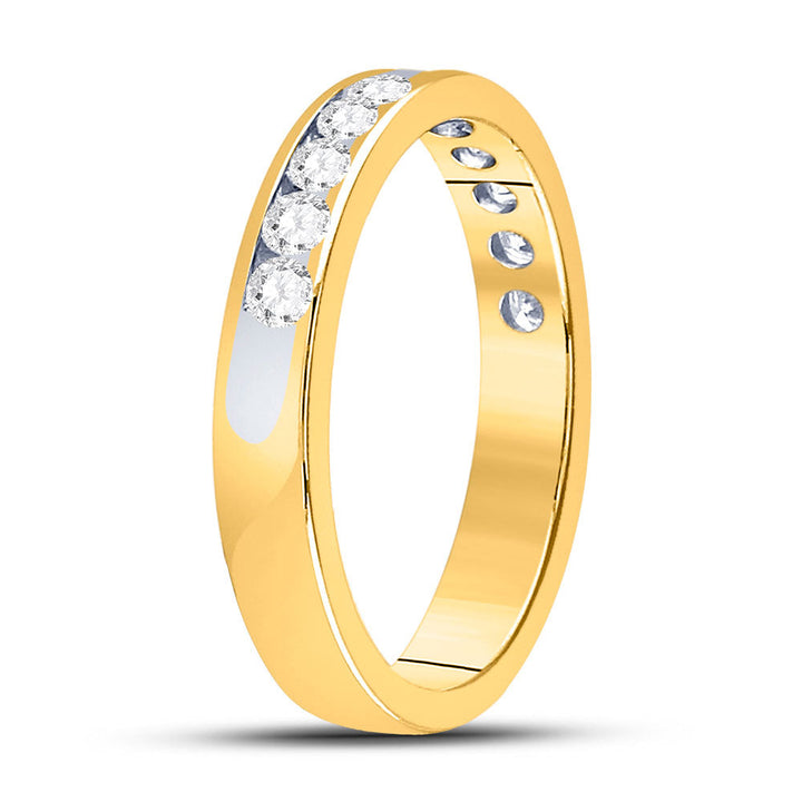 14kt Yellow Gold Womens Round Diamond Single Row Wedding Band 1/2 Cttw 7 Daisy Joyeria