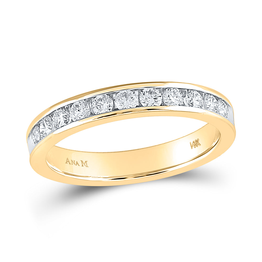 14kt Yellow Gold Womens Round Diamond Single Row Wedding Band 1/2 Cttw 7 Daisy Joyeria