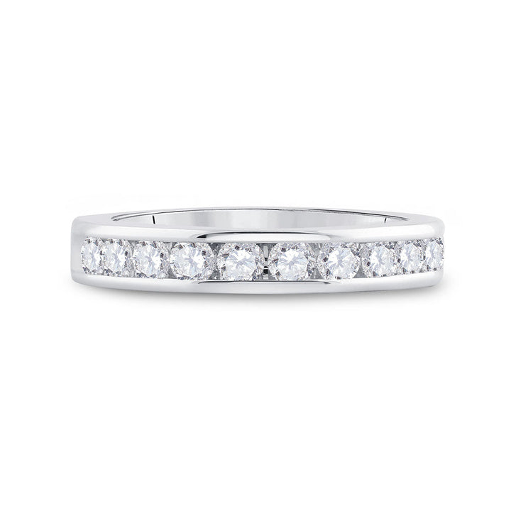 14kt White Gold Womens Machine Set Round Diamond Wedding Channel Band 3/4 Cttw 7 Daisy Joyeria