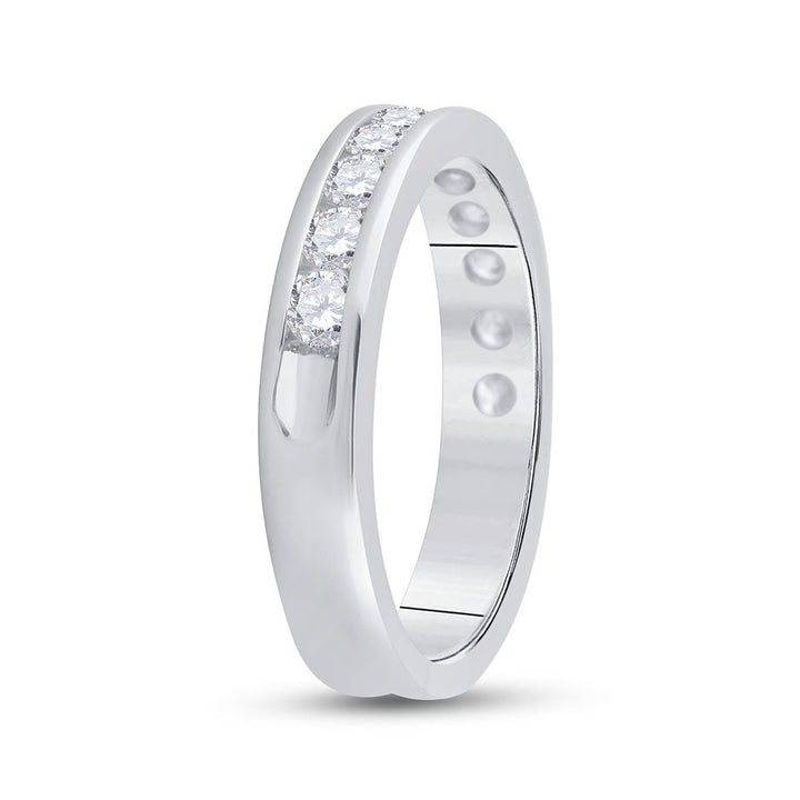 14kt White Gold Womens Machine Set Round Diamond Wedding Channel Band 3/4 Cttw 7 Daisy Joyeria