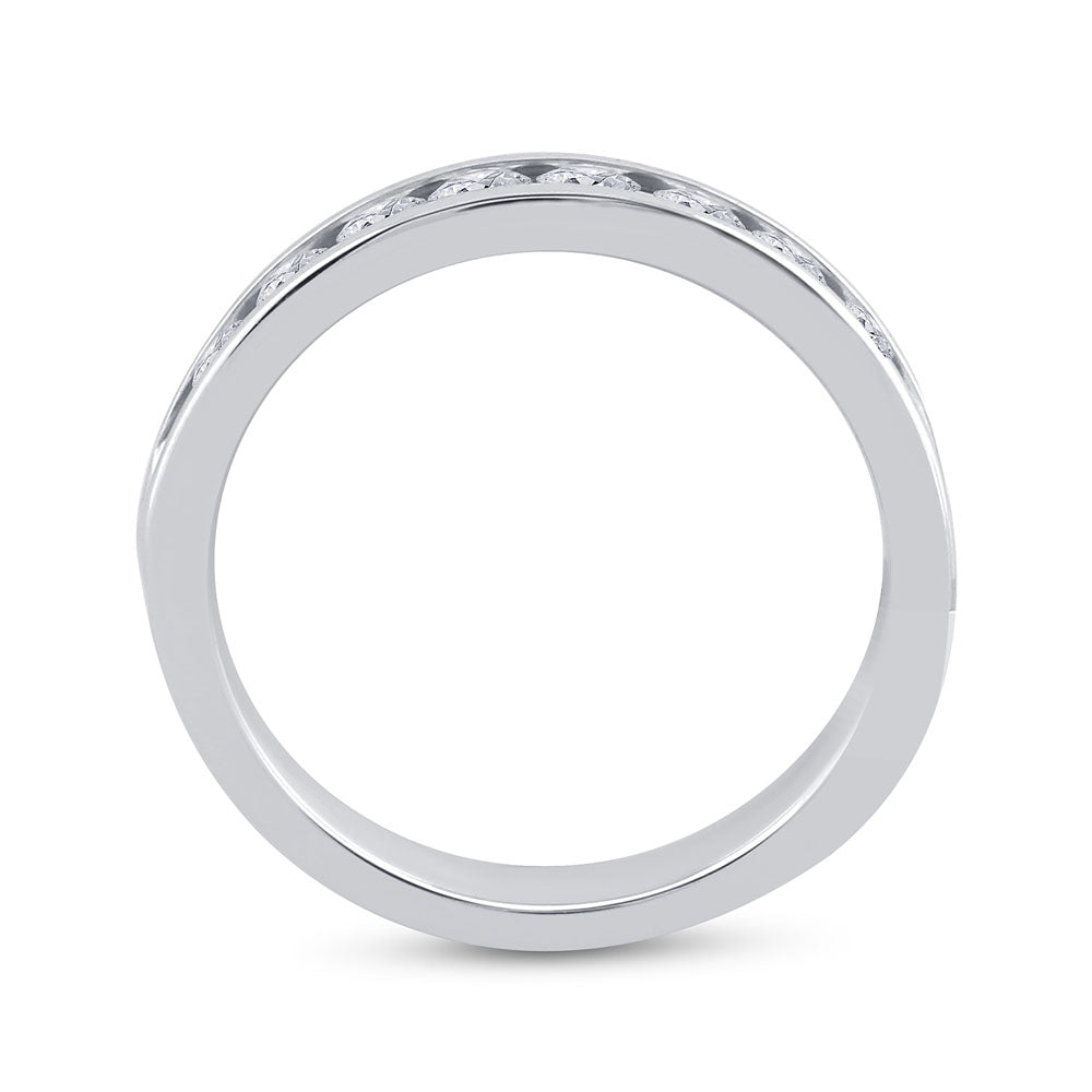 14kt White Gold Womens Machine Set Round Diamond Wedding Channel Band 3/4 Cttw 7 Daisy Joyeria
