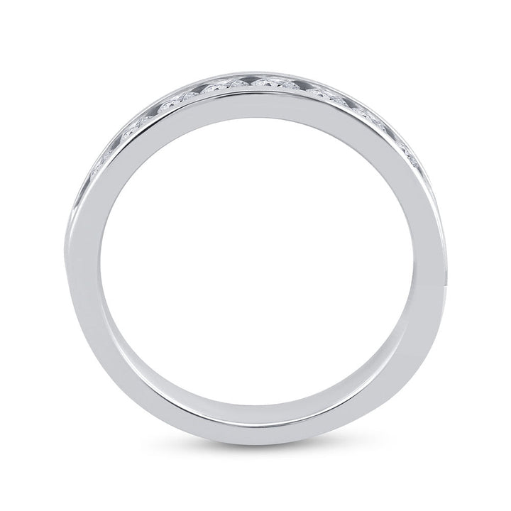14kt White Gold Womens Machine Set Round Diamond Wedding Channel Band 3/4 Cttw 7 Daisy Joyeria