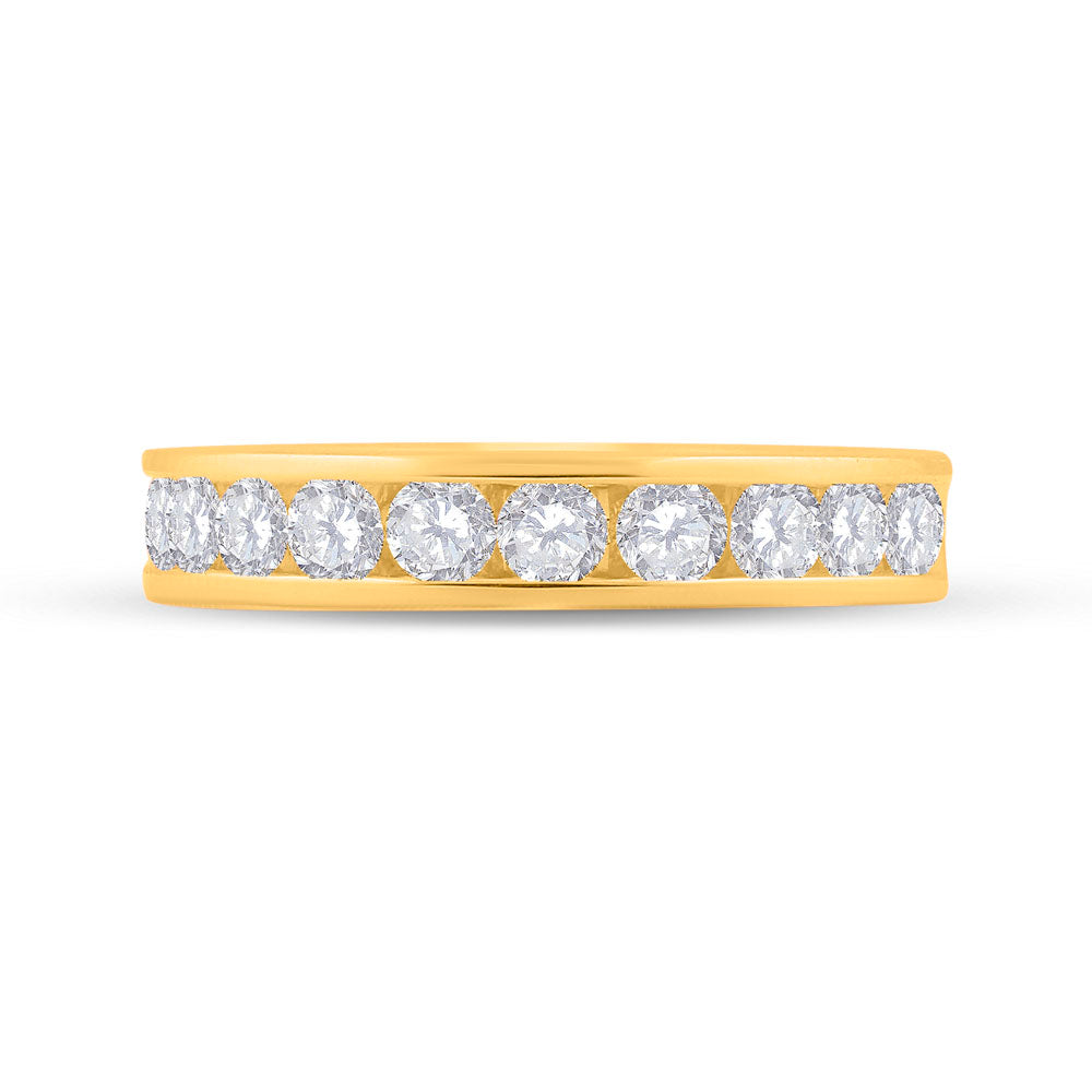 14kt Yellow Gold Womens Machine Set Round Diamond Wedding Band 1.00 Cttw 7 Daisy Joyeria