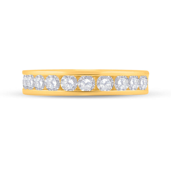 14kt Yellow Gold Womens Machine Set Round Diamond Wedding Band 1.00 Cttw 7 Daisy Joyeria