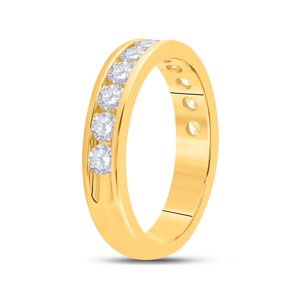 14kt Yellow Gold Womens Machine Set Round Diamond Wedding Band 1.00 Cttw 7 Daisy Joyeria