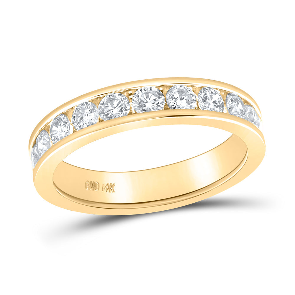 14kt Yellow Gold Womens Machine Set Round Diamond Wedding Band 1.00 Cttw 7 Daisy Joyeria