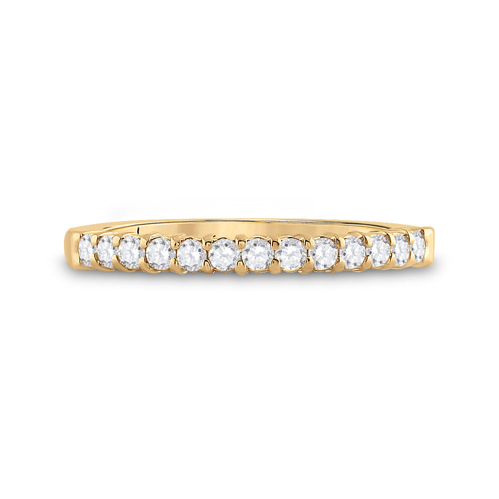 14kt Yellow Gold Womens Machine Set Round Diamond Wedding Band 1/4 Cttw 7 Daisy Joyeria