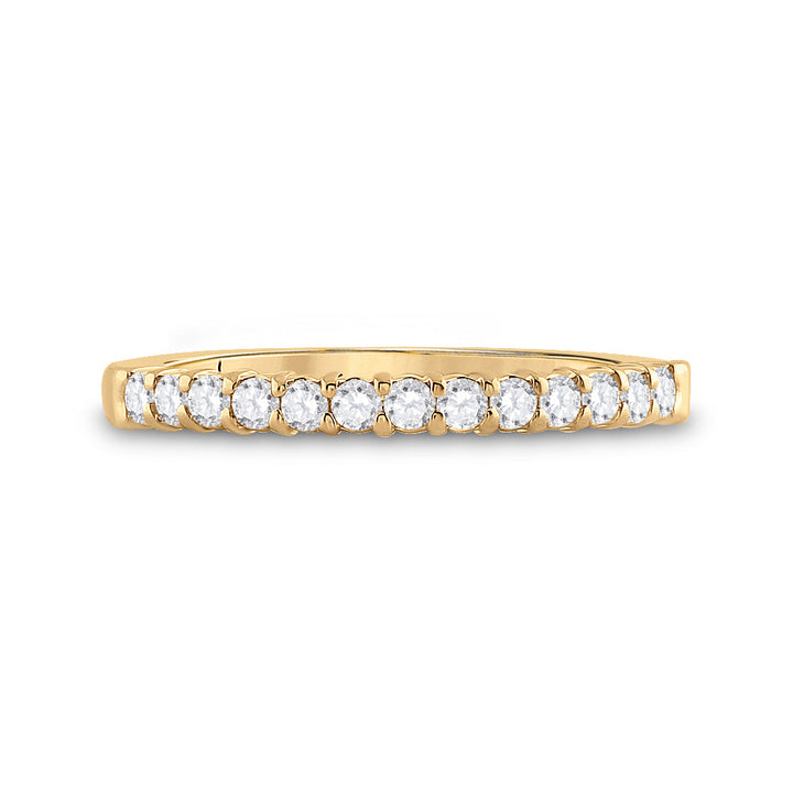 14kt Yellow Gold Womens Machine Set Round Diamond Wedding Band 1/4 Cttw 7 Daisy Joyeria