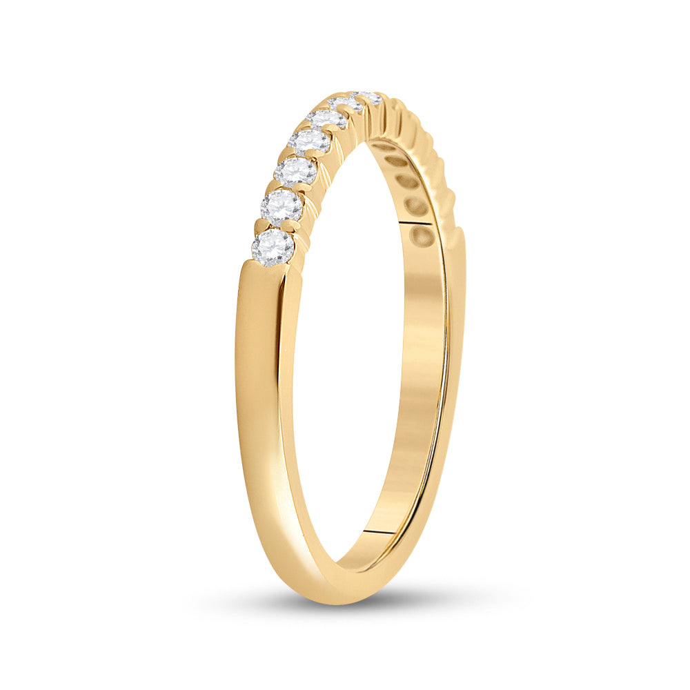 14kt Yellow Gold Womens Machine Set Round Diamond Wedding Band 1/4 Cttw 7 Daisy Joyeria