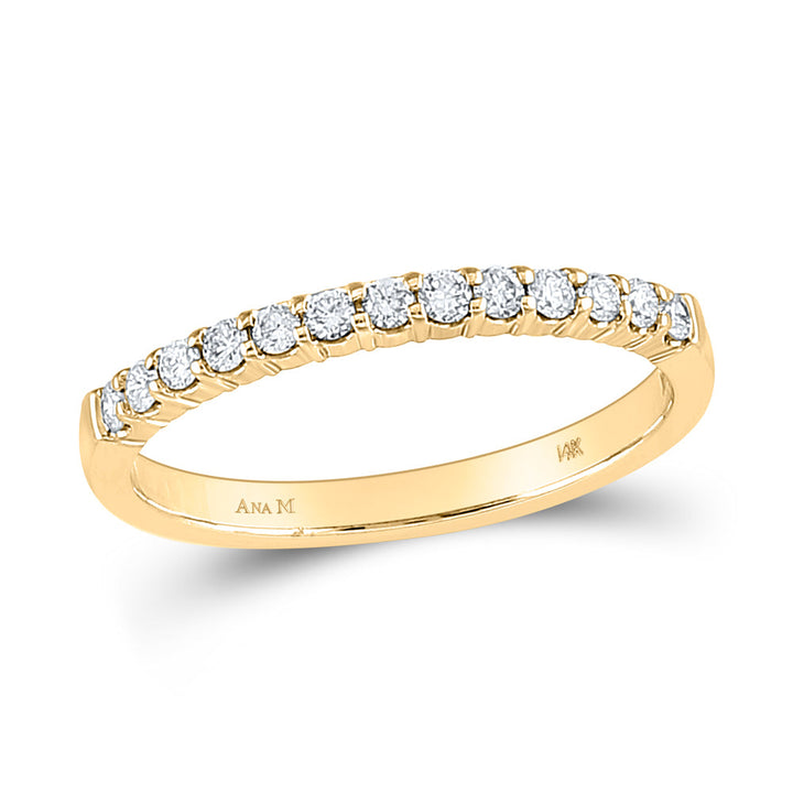 14kt Yellow Gold Womens Machine Set Round Diamond Wedding Band 1/4 Cttw 7 Daisy Joyeria