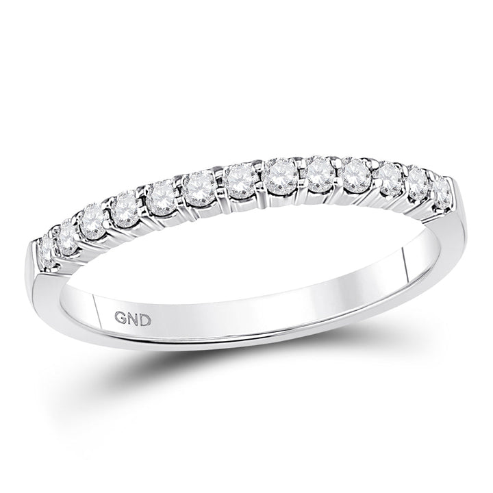 14kt White Gold Womens Round Diamond Machine-set Wedding Band Ring 1/4 Cttw 7 Daisy Joyeria