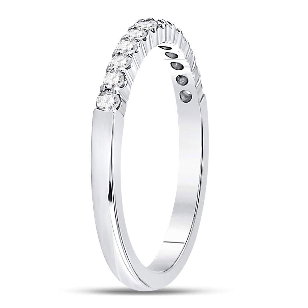 14kt White Gold Womens Round Diamond Machine-set Wedding Band Ring 1/4 Cttw 7 Daisy Joyeria