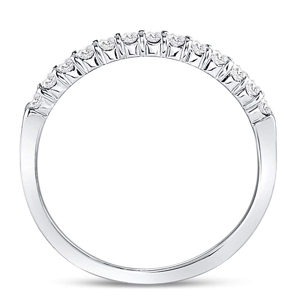14kt White Gold Womens Round Diamond Machine-set Wedding Band Ring 1/4 Cttw 7 Daisy Joyeria