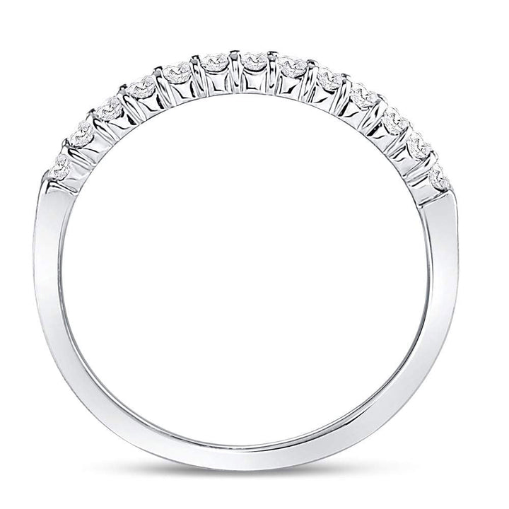 14kt White Gold Womens Round Diamond Machine-set Wedding Band Ring 1/4 Cttw 7 Daisy Joyeria