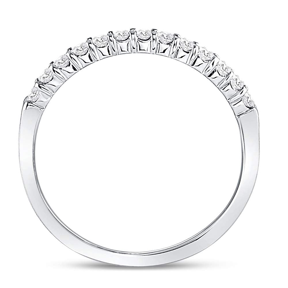 14kt White Gold Womens Round Diamond Machine-set Wedding Band Ring 1/4 Cttw 7 Daisy Joyeria