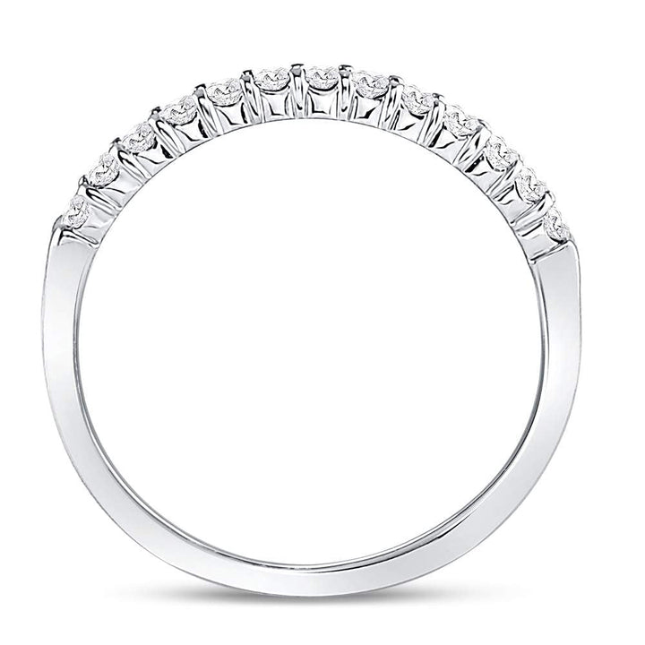 14kt White Gold Womens Round Diamond Machine-set Wedding Band Ring 1/4 Cttw 7 Daisy Joyeria